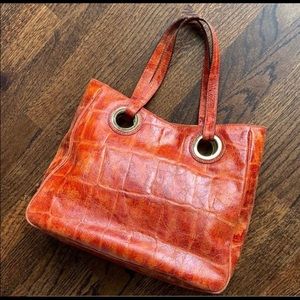 Hype orange leather shoulder bag